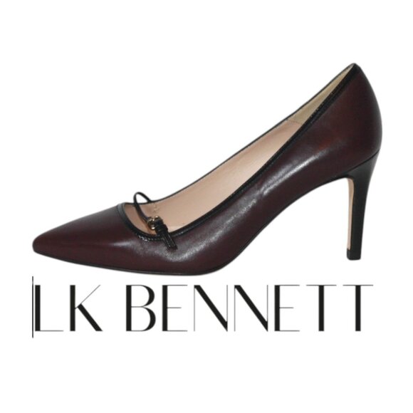 LK Bennett Merlot with Black Trim Heels Size UK 37.5 US 6.5 - Picture 1 of 9